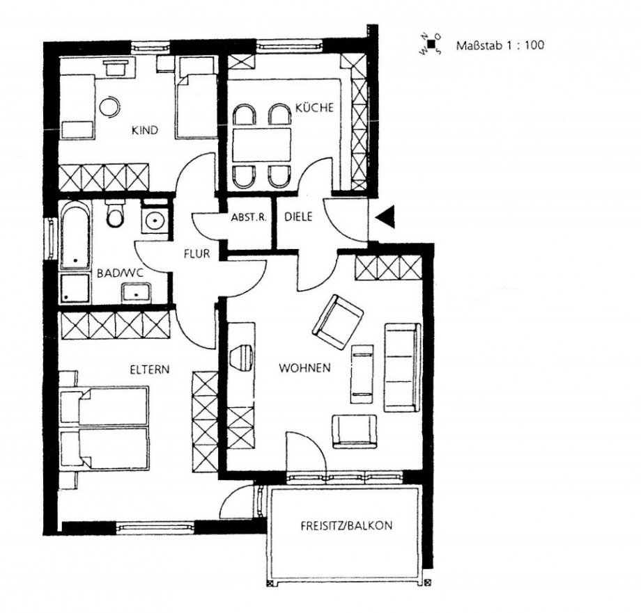 Grundriss EG Terrassenwohnung Freital