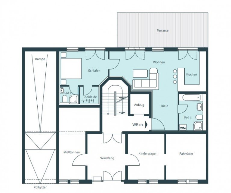 Freiheit pur! Dresden Etagenwohnung Freiheit pur - 2-Raum-Terrassen-Wohnung, Tiefgarage - Neubau mit KfW-F�rderung